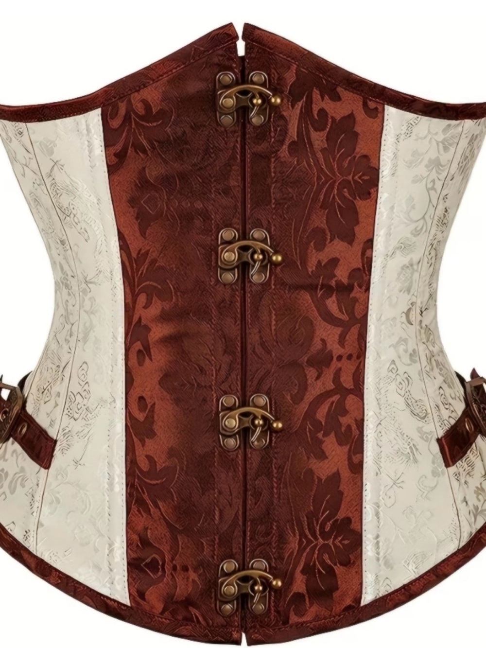 Floral Brocade Corset Top in Brown and Cream - Picture 4 of 8
